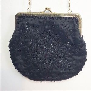 Black Beaded Crossbody Bag/Clutch/Purse